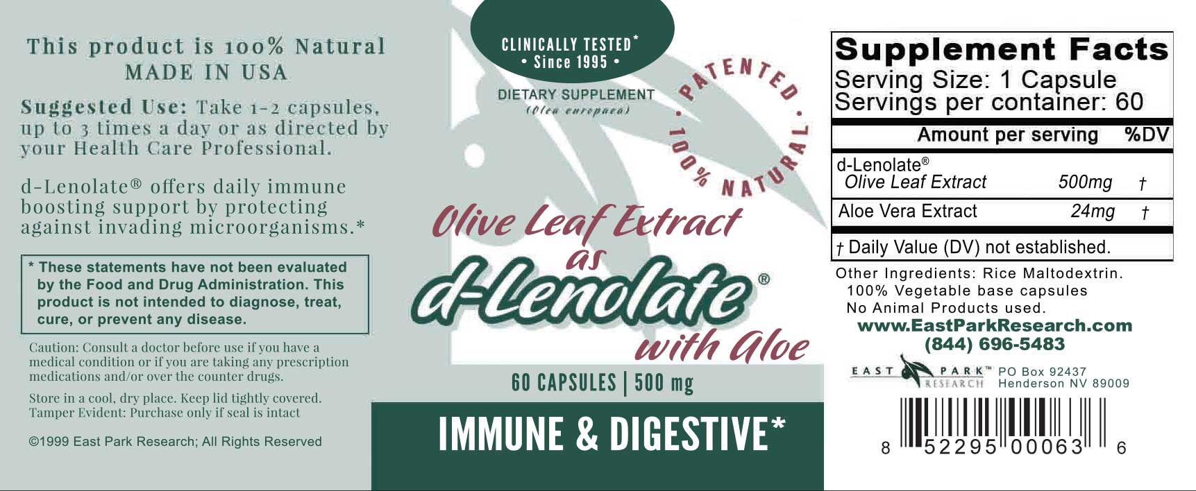 d-Lenolate Olive Leaf Extract with Aloe Vera - Wellness Works